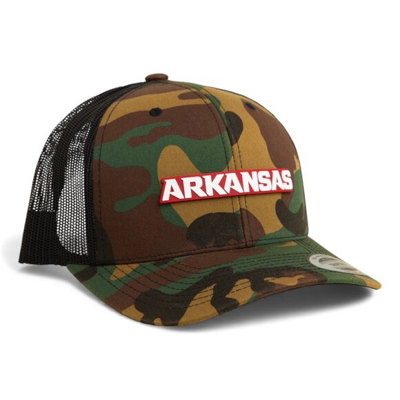 Arkansas Razorbacks ARKANSAS White YP Snapback Hat- Army Camo/ Black - Picture 1 of 3